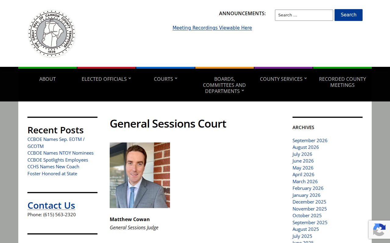 Cannon County warrant search: General Sessions court schedule and clerk contact