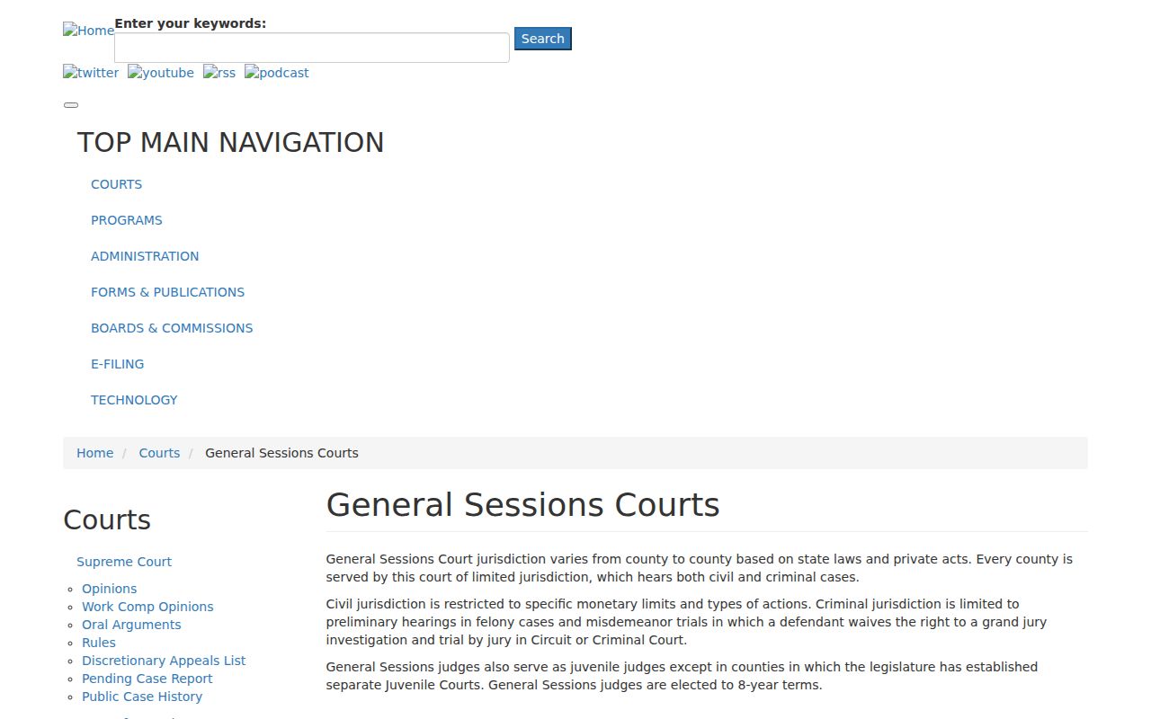 Cannon County arrest warrant records: Tennessee General Sessions Court role