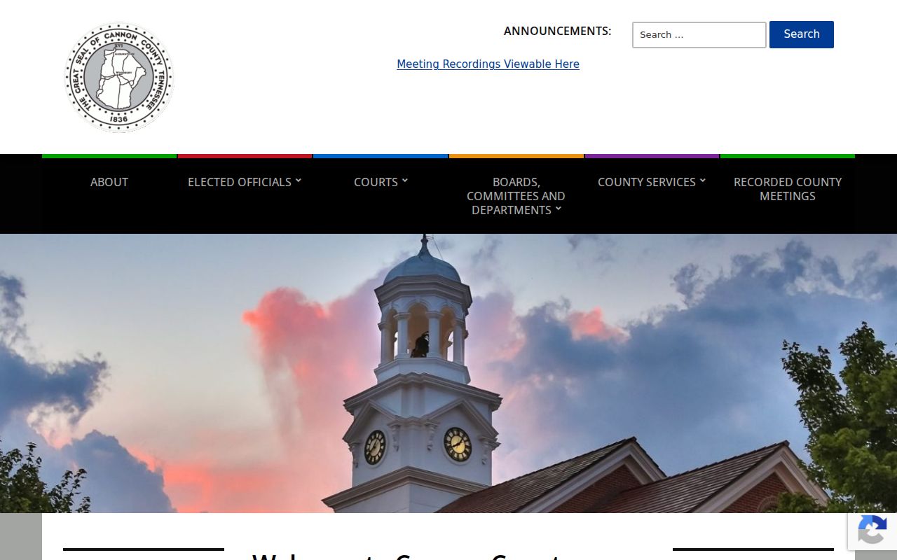 Cannon County warrant records: county government homepage and navigation